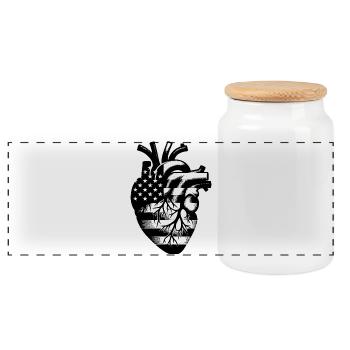 Drapeau américain des États-Unis dans un cœur anatomique - Boîte à biscuits avec couvercle en bois - blanc - Devant