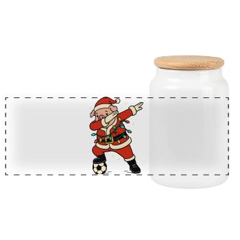Dabbing Pig Santa Claus Football Funny - Panoramic Cookie Jar with Wooden Lid - white - Front