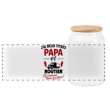 Dad and Truck Driver Gift Idea - Panoramic Cookie Jar with Wooden Lid - white - Front