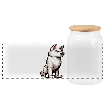 Chiens bergers blancs bergers - Boîte à biscuits avec couvercle en bois - blanc - Devant