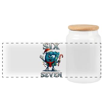 67 Six Seven Italian Meme Christmas Memes - Panoramic Cookie Jar with Wooden Lid - white - Front
