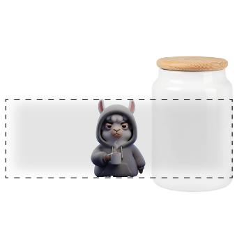 Funny alpaca motif for morning grouches - Panoramic Cookie Jar with Wooden Lid - white - Front