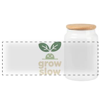 Grow Slow – Pflanzensprössling - Panorama Keksdose mit Holzdeckel - Weiß - Vorne