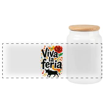 Viva la feria - traditions basques - Boîte à biscuits avec couvercle en bois - blanc - Devant
