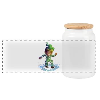 Splash - Panoramic Cookie Jar with Wooden Lid - white - Front