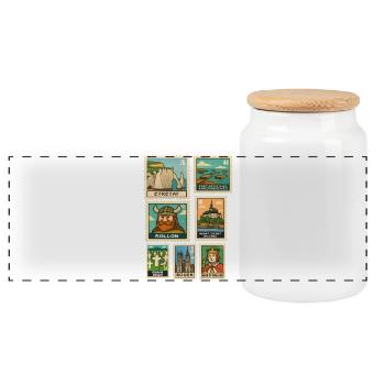 Stamps Normandy Monuments Geschichte D-Day Pride - Panorama Keksdose mit Holzdeckel - Weiß - Vorne