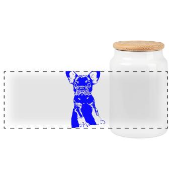 Bulldog - Panoramic Cookie Jar with Wooden Lid - white - Front