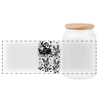 Rennes du Père Noël fous et ivres - Boîte à biscuits avec couvercle en bois - blanc - Devant