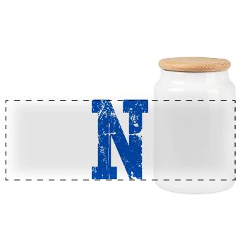 Retro Letter n Sport - Panorama Keksdose mit Holzdeckel - Weiß - Vorne