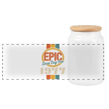 Legendary since 1977 - Panoramic Cookie Jar with Wooden Lid - white - Front