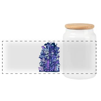 Purple Chaos - Panoramic Cookie Jar with Wooden Lid - white - Front