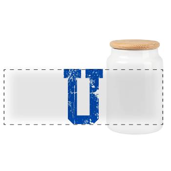 Letter u Retro Sport - Panoramic Cookie Jar with Wooden Lid - white - Front