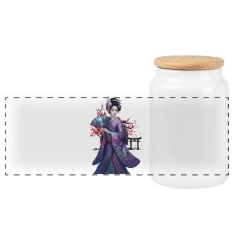 Schöne Geisha | Endgültige Revision | Extrablatt - Panorama Keksdose mit Holzdeckel - Weiß - Vorne