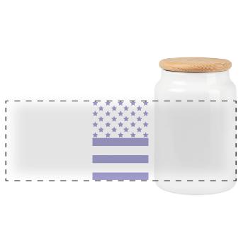 Lila Flagge – Stars & Stripes Design - Panorama Keksdose mit Holzdeckel - Weiß - Vorne