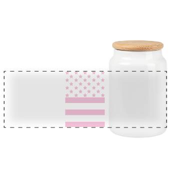 Pink Flag – Stars & Stripes Design - Panoramic Cookie Jar with Wooden Lid - white - Front