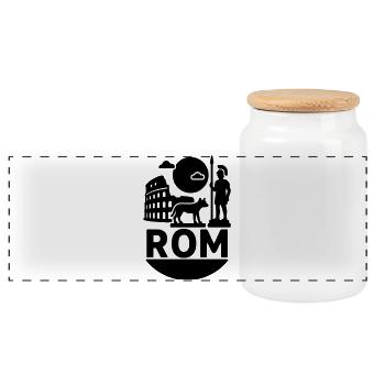 Rome Silhouette Landmark - Panoramic Cookie Jar with Wooden Lid - white - Front