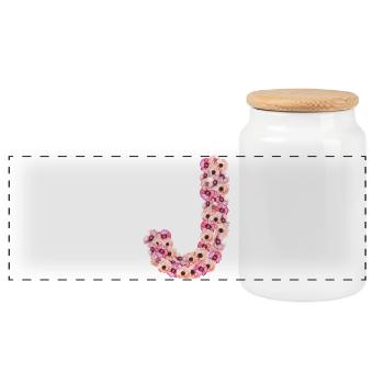Monogram J of flowers - Panoramic Cookie Jar with Wooden Lid - white - Front
