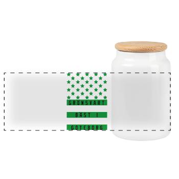 Göteborg est vert-noir - Boîte à biscuits avec couvercle en bois - blanc - Devant