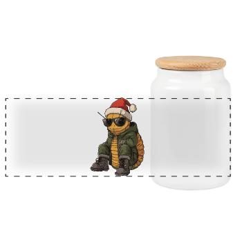 Wurm Weihnachten Winter - Panorama Keksdose mit Holzdeckel - Weiß - Vorne
