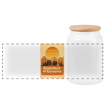 Groovy Seventies Sunset with Festival Energy - Panoramic Cookie Jar with Wooden Lid - white - Front