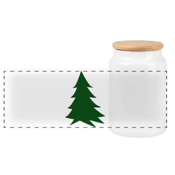 Sapin silhouette vert profond - Boîte à biscuits avec couvercle en bois - blanc - Devant