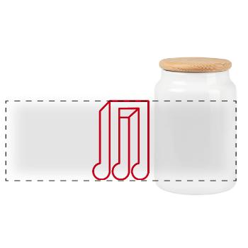 Note musicale géométrique rouge Illusion d’optique 3D - Boîte à biscuits avec couvercle en bois - blanc - Devant