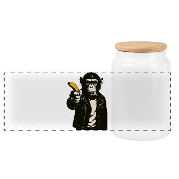Banana Rebel Ape - Panoramic Cookie Jar with Wooden Lid - white - Front