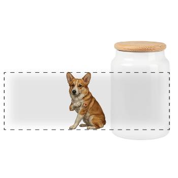 Corgi Love Dad Heart Tattoo - Panoramic Cookie Jar with Wooden Lid - white - Front