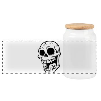 Mad Vampire Skull - Panoramic Cookie Jar with Wooden Lid - white - Front