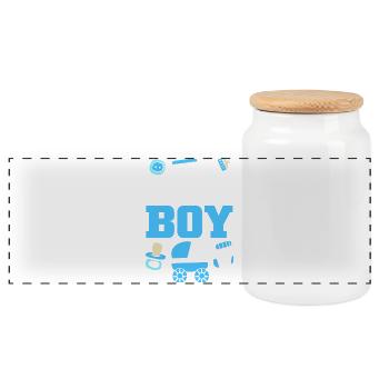 Gender Reveal Team Boy - Panorama Keksdose mit Holzdeckel - Weiß - Vorne