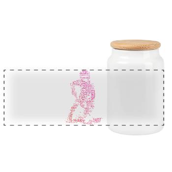 Characterful floorball design - Panoramic Cookie Jar with Wooden Lid - white - Front