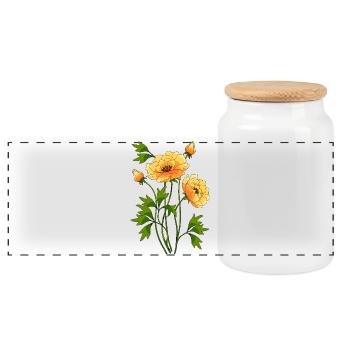 Blumen - Panorama Keksdose mit Holzdeckel - Weiß - Vorne