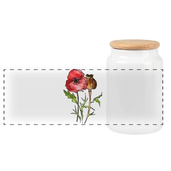 Fleur - Boîte à biscuits avec couvercle en bois - blanc - Devant