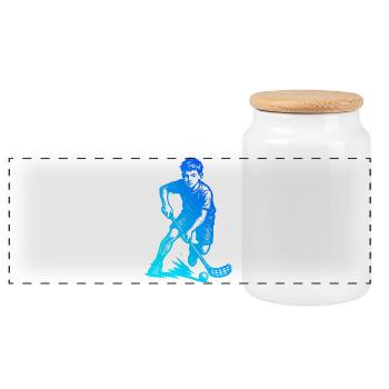 Pure floorball focus - Panoramic Cookie Jar with Wooden Lid - white - Front