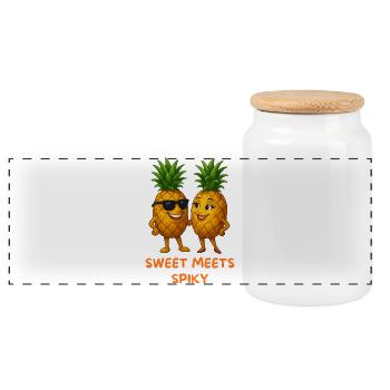 Sweet rencontre le duo d’ananas épicé - Boîte à biscuits avec couvercle en bois - blanc - Devant
