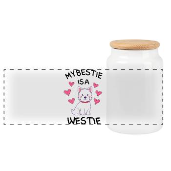 Westie Hundeliebhaber West Highland Terrier - Panorama Keksdose mit Holzdeckel - Weiß - Vorne