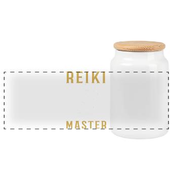 Reiki Symbol Reiki Master Reiki - Panoramic Cookie Jar with Wooden Lid - white - Front
