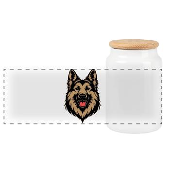 Conception du berger allemand - Boîte à biscuits avec couvercle en bois - blanc - Devant