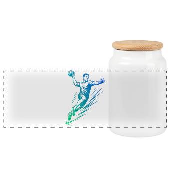 Handball motif that works immediately for men - Panoramic Cookie Jar with Wooden Lid - white - Front