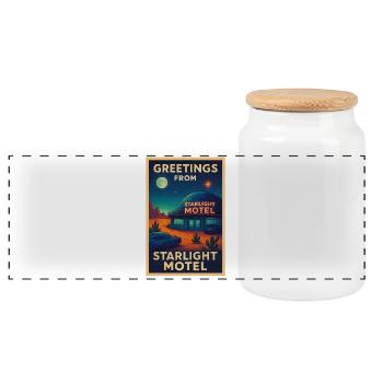 Starlight Motel Neon Desert Poster - Panorama Keksdose mit Holzdeckel - Weiß - Vorne