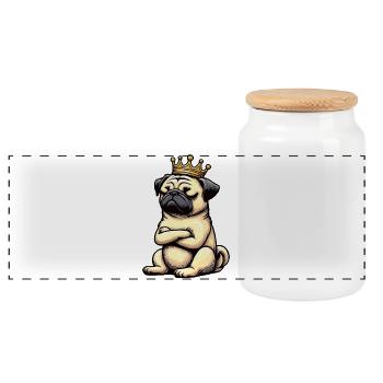 Carlin Carlin Propriétaire de carlin Amoureux du carlin Porte-carlin - Boîte à biscuits avec couvercle en bois - blanc - Devant