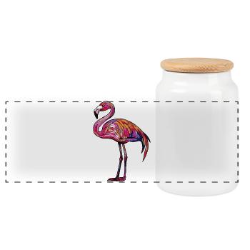 Flamingo Colorful - Panoramic Cookie Jar with Wooden Lid - white - Front