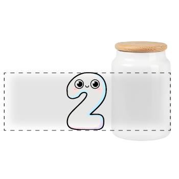 Nummer 2 Kawaii Pastel lächelt - Panorama Keksdose mit Holzdeckel - Weiß - Vorne
