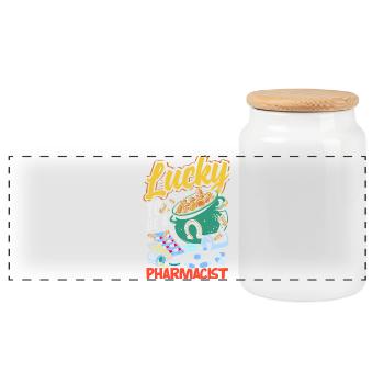 Pharmacist Pharmaceutical Technical - Panoramic Cookie Jar with Wooden Lid - white - Front