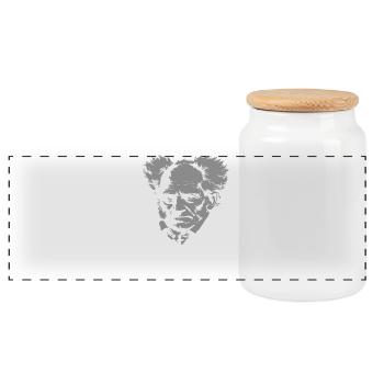 Life is Suffering: Schopenhauer Tee - Panoramic Cookie Jar with Wooden Lid - white - Front