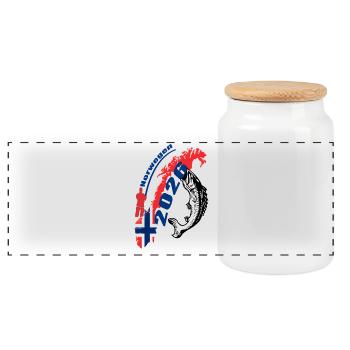 Norwegen_2026 - Panoramic Cookie Jar with Wooden Lid - white - Front