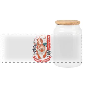 Design du Tiger Samurai Sans Risque Sans Récompense - Boîte à biscuits avec couvercle en bois - blanc - Devant