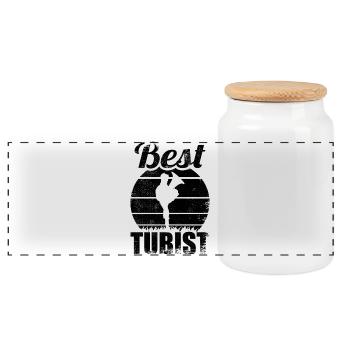 Drôle de tubiste - Boîte à biscuits avec couvercle en bois - blanc - Devant