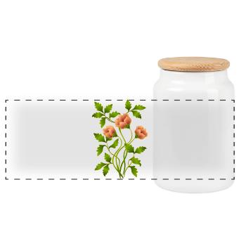 Blumen - Panorama Keksdose mit Holzdeckel - Weiß - Vorne
