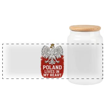 Polen lebt in meinem Herzen Weißer Adler Polska - Panorama Keksdose mit Holzdeckel - Weiß - Vorne